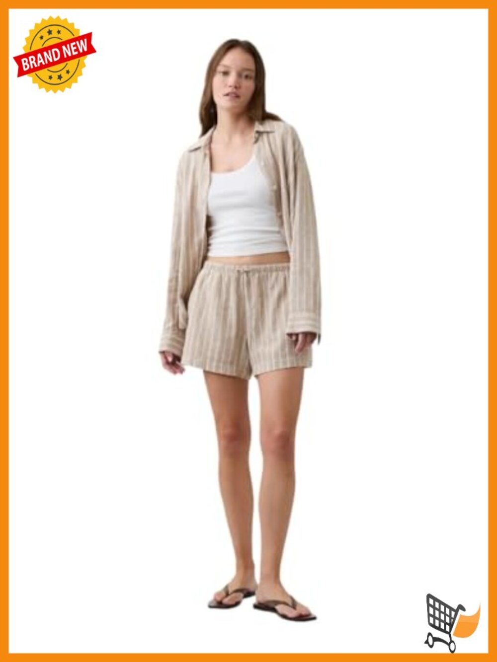 Casual Pull On Linen Blend Shorts for Women